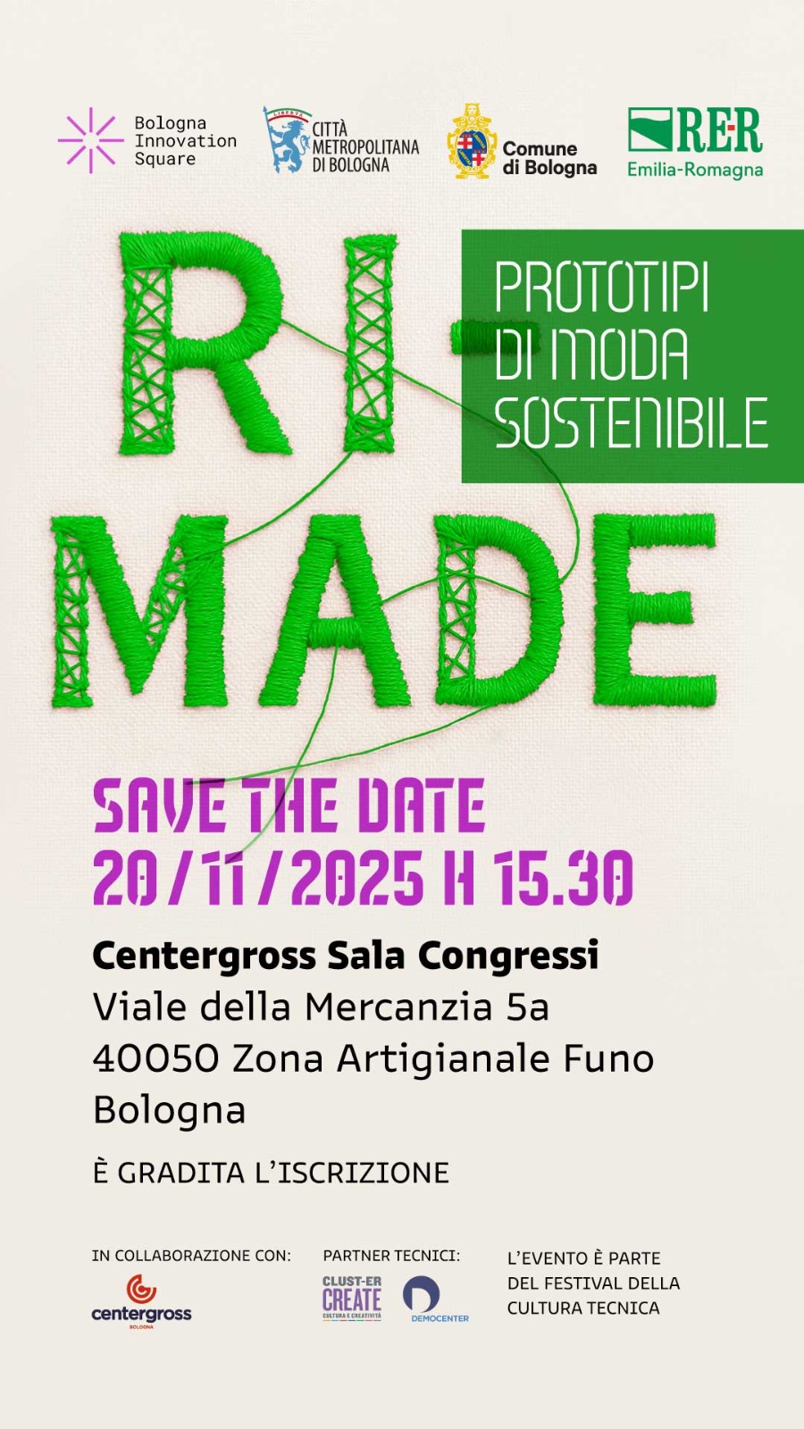 Poster dell'evento RI-MADE - Prototipi di moda sostenibile